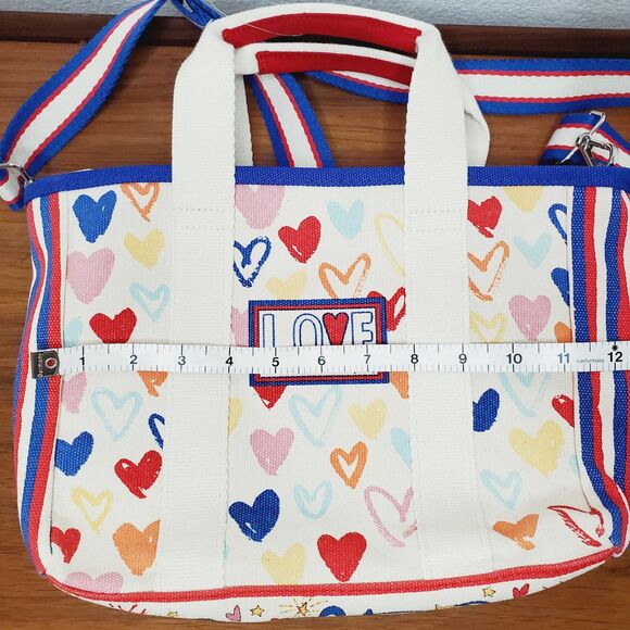 Brighton Red White And You Mini Tote Bag Womens Heart Purse Canvas Crossbody - Picture 7 of 9